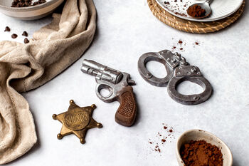 Chocolate Cowboy Set Gun, Handcuff And Sheriff Badge, 2 of 8