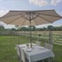 Olive Drift Outdoor Tablecloth With Parasol Hole, thumbnail 5 of 6