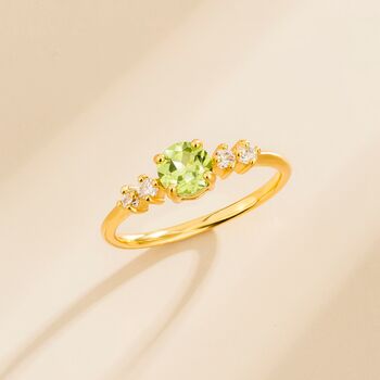 Peridot Five Stone Ring In Sterling Silver And Gold Vermeil, 3 of 12