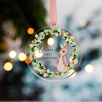 Babys First Christmas Personalised Acrylic Tree Bauble, 6 of 11