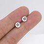 Tiny Button Stud Earrings In Sterling Silver, thumbnail 4 of 12