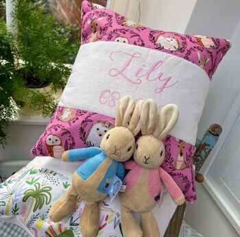 Pink Woodland Creatures Name Cushion, 6 of 6