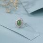 Sterling Silver Vintage Inspired Green Jade Cz Ring, thumbnail 7 of 12