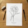 Hand Illustrated Peony Flower Print, thumbnail 1 of 7