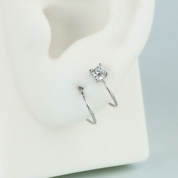 Sterling Silver Crystal Detail Spiral Hoop Earrings, 2 of 4