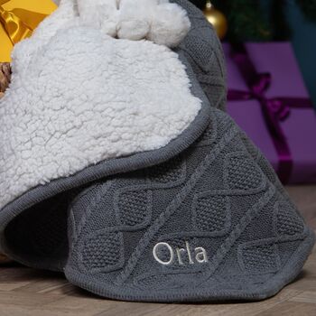 Personalised Grey Sherpa Blanket Gift Set, 3 of 6