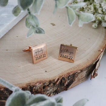 Personalised Rose Gold Plated Cufflinks, 4 of 7