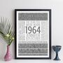 Personalised 60th Birthday Print Gift Year Facts 1964, thumbnail 11 of 12