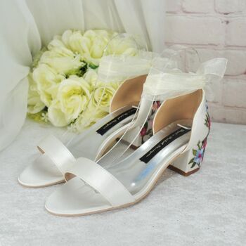 Embroidered Block Heel Bridal Shoes, 7 of 9