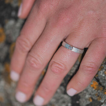 Salt And Pepper Diamond April Birthstone Ring In Textured Sterling Silver And 9ct Gold, 2 of 6