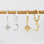 Gold Or Silver Star And Moon Hoop Earrings, thumbnail 2 of 6