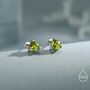 Sterling Silver Genuine Peridot Trillion Cut Stud Earrings, thumbnail 5 of 12