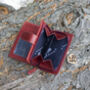Women's Luxury Burgundy Leather Tab Trifold Purse Rfid Protected Personsalised, thumbnail 7 of 7