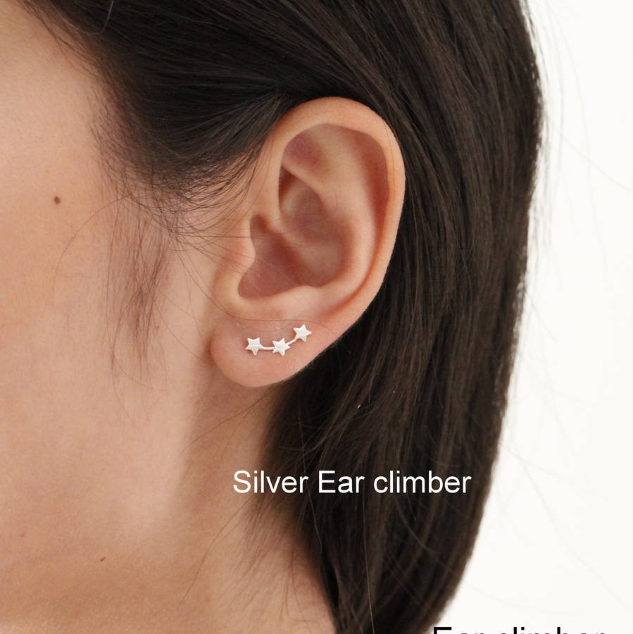 Silver Stars Ear Studs By Attic 