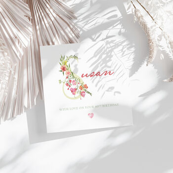 Name Birthday Card, With Floral Letter, 4 of 5