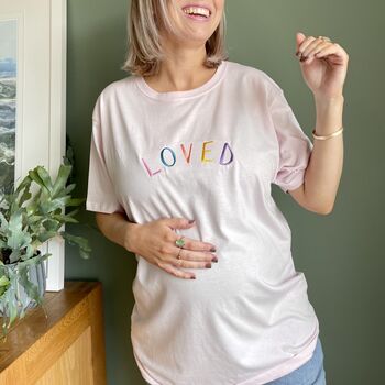 Embroidered Loved Organic T Shirt, 2 of 7