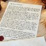 Handwritten A4 Parchment Letter With Red Wax Seal, thumbnail 1 of 7