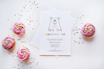 10 Party Bear Personalised Invitations, 3 of 3