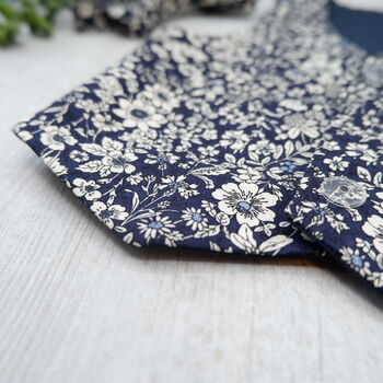 Navy Floral Newborn Waistcoat And Bow Tie Set, 2 of 3