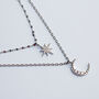 Sterling Silver Moon And Star Layered Necklace, thumbnail 4 of 7