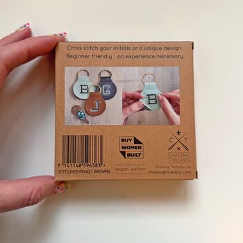 Stitch Your Own Personalised Keyring Kit Vegan Leather, 8 of 12