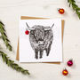 Highland Cow Christmas Card, thumbnail 1 of 2
