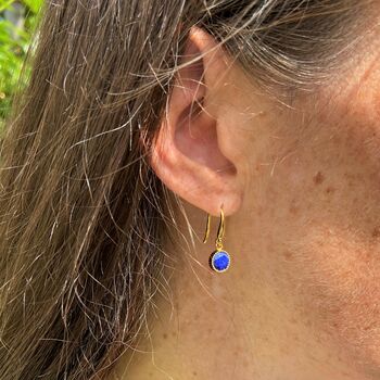 Barcelona September Birthstone Earrings Lapis Lazuli, 2 of 4