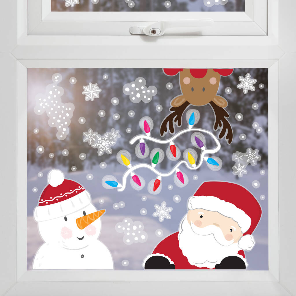 Santa And Reindeer Christmas Window Stickers, 1 of 3