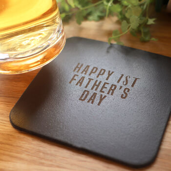 Personalised Best Dad Leather Coaster Set, Christmas, 8 of 9