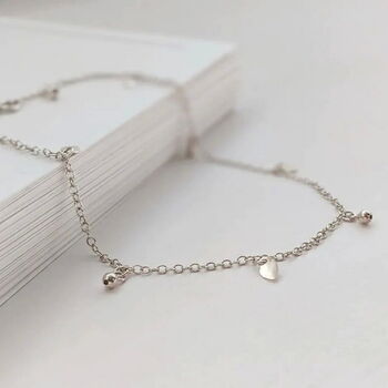 Sterling Silver Mini Charm Anklet, 2 of 9