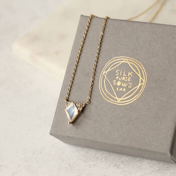 Gold Moonstone Kite Art Deco Necklace, 4 of 8