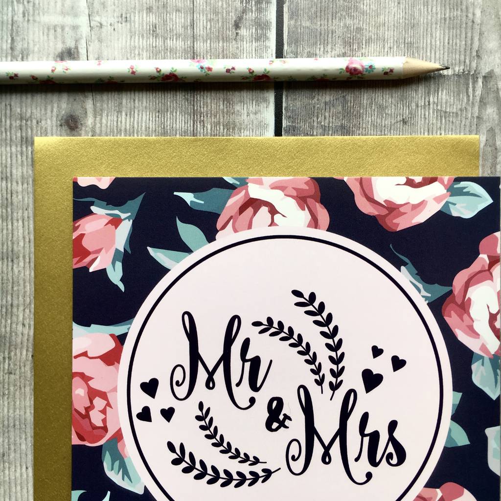 'mr and mrs' luxury wedding card by izzy & pop | notonthehighstreet.com