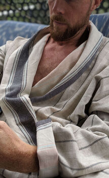 Organic Cotton Reversible Dressing Gown Robe Peach Cobbler, 9 of 12