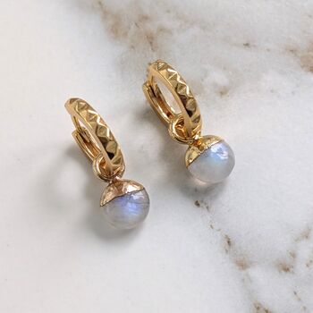 The Orb Moonstone June Birthstone Earrings, Gold, 4 of 6