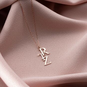 Vertical Initials Necklace In Sterling Silver, 2 of 8