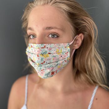 Liberty Fabric Pleated Face Mask, 2 of 5
