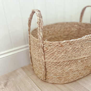Seagrass Plant Or Storage Baskets With Handles Oval, 6 of 6