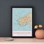 Framed And Personalised Pembrokeshire Wales Map Print, thumbnail 1 of 4