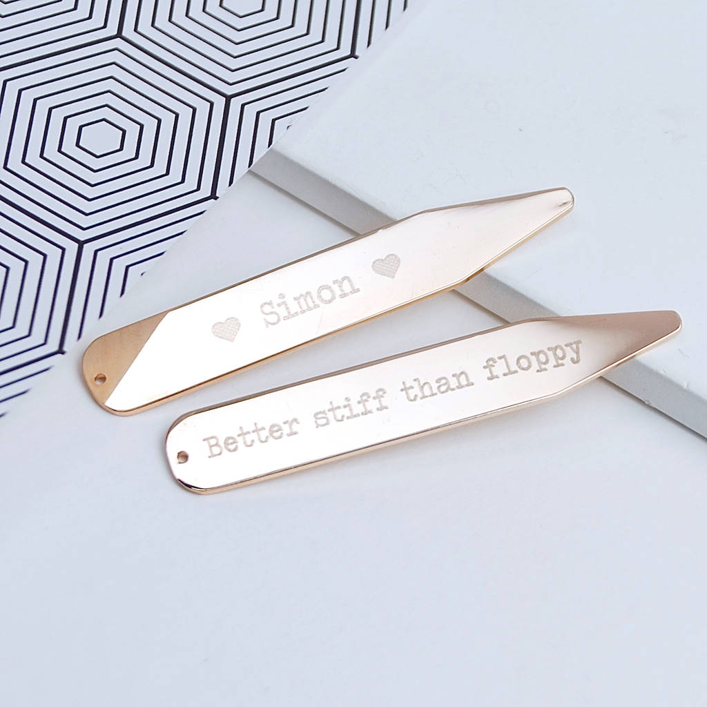 Personalised Rose Gold Collar Stiffeners, 1 of 6