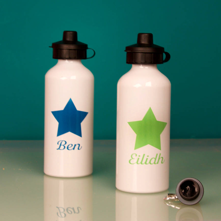 personalised bright star water bottle by snapdragon