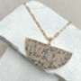 Dalmation Jasper Big Semi Circle Real 18k Gold Plated Necklace, thumbnail 2 of 8