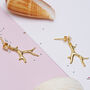 Coral Reef Drop Earrings With Rose Quartz 18ct Gold Plated Or Eco 925 Silver, thumbnail 1 of 6