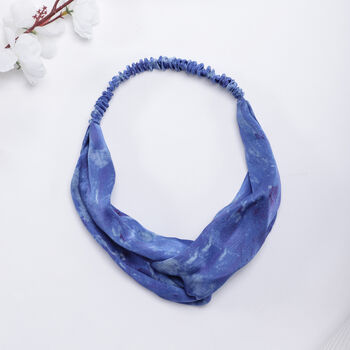 Abstract Blue Mulberry Silk Headband, 5 of 5