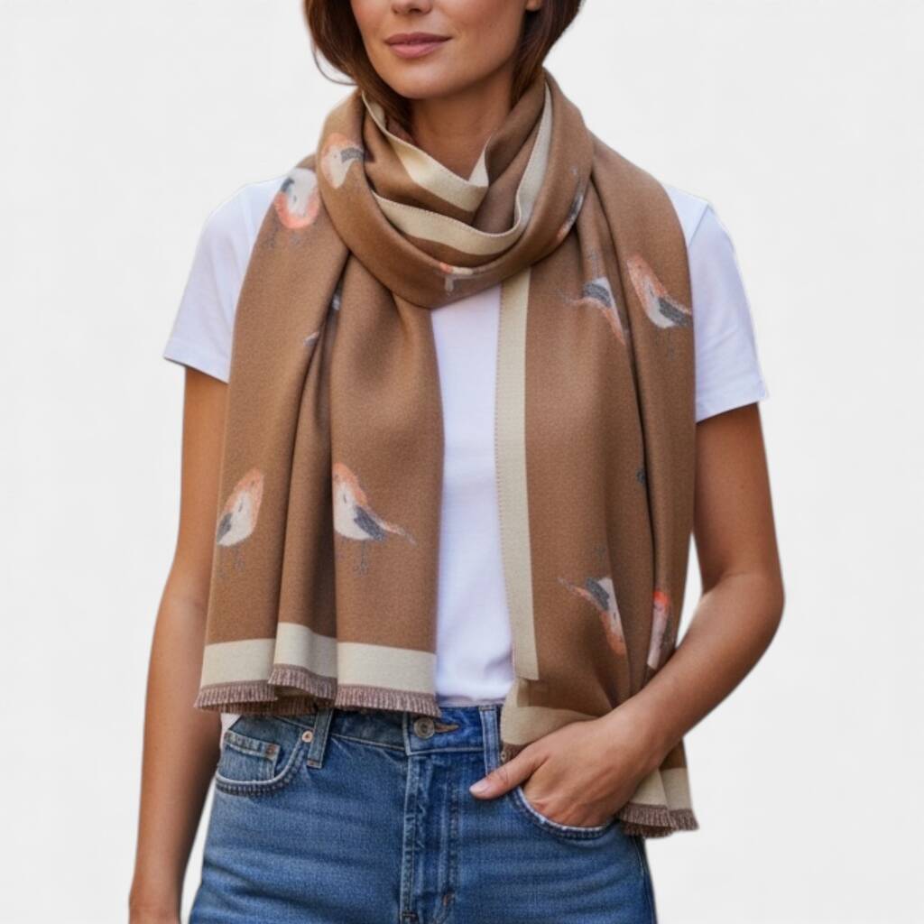 Robin Sketch Blanket Scarf, 1 of 6