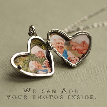 Sterling Silver Pebble Heart Photo Locket Necklace, 3 of 8