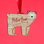 Personalised Walnut Wood Christmas Bear Decoration, thumbnail 1 of 3
