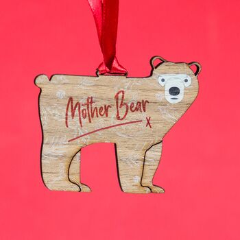 Personalised Walnut Wood Christmas Bear Decoration, 3 of 3