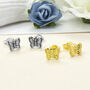 Sterling Silver And Gold Tiny Butterfly Stud Pack, thumbnail 1 of 4