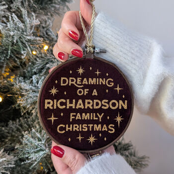 Personalised Dreaming Of A Family Christmas Decoration, 2 of 4