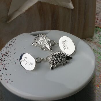 Silver Woodland Hedgehog Cufflinks, 3 of 7